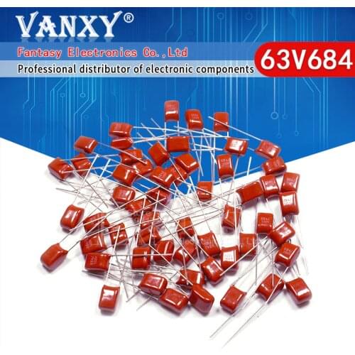 20PCS 684 63V 0.68UF Pitch 5mm 680nf 63V684J CBB Polypropylene film capacitor