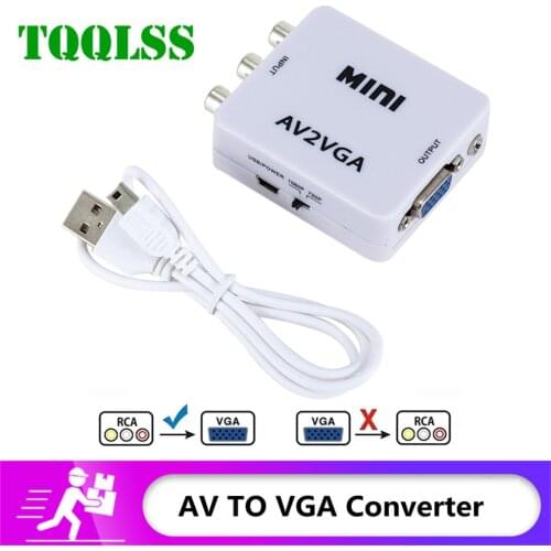 Mini HD RCA CVBS AV to VGA Video Converter AV2VGA Adapter For PC to TV HD Computer to TV 1080P AV TO VGA Video Converter Box