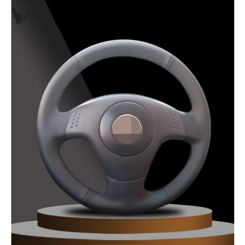 Hand-stitched Black Artificial Leather Car Steering Wheel Cover for Seat Ibiza 2004 2006