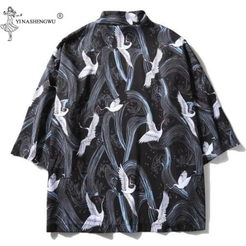 Traditional Print Cardigan Loose Couple Kimono Japanese Kimono Men Women New Style Fashion Harajuku Beach Loose Thin Shirt Coat