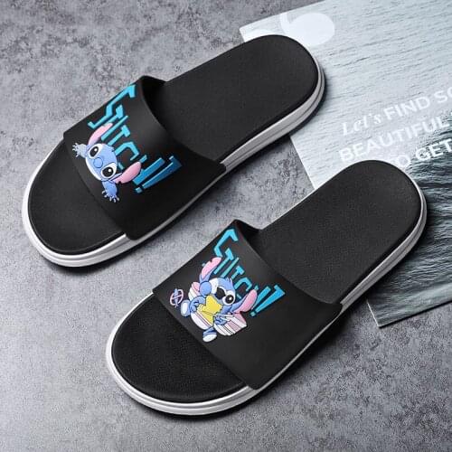Men Women Cartoon Stitch Girls Home Slippers Summer Sandals Indoor Outdoor Flip Flops Female Soft Slides Big Size 35-46