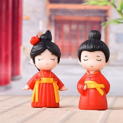 Resin Couple Doll Chinese Style Wedding Cake Topper Party Supplies Home Decoration Ornament Micro Landscape DIY Bonsai Decor