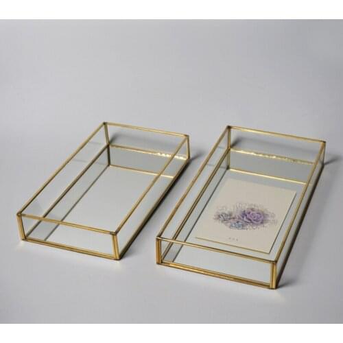 Glass box rectangular jewelry storage plate glass tray Wedding cake decoration