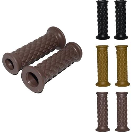 Vintage Motorcycle Grips 7/8" 22mm Brown Black Rubber Handlebar Hand Grip for Harley Chopper Bobber Honda Suzuki Universa