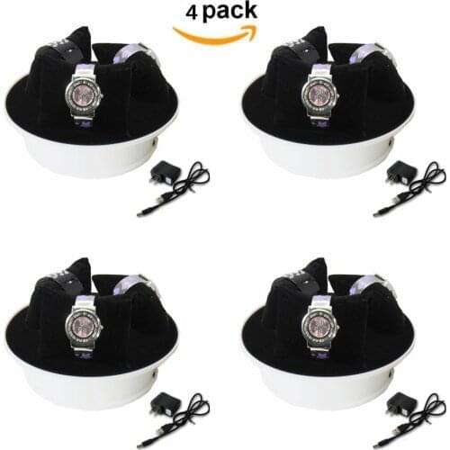 4pack 8 Inches Motorized Rotating Display Stand Turn Table with Black Felt Top for Jewelry Hobby Collectible Product