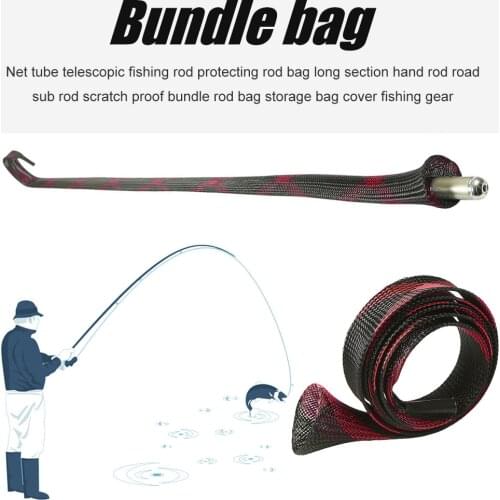 Breathable Mesh Fishing Rod Protective Cover PET Expandable Rod Pole Sleeves Protector Tools Fishing Accessories