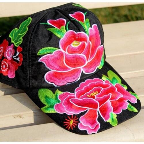 Rose Baseball Cap For Women Embroidery Flower Mum Hat Cap The Rapper Cotton Female Cap Outdoor Sports Men Snapback Hat Bone