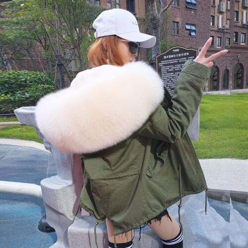 2020 new Short paragraph large fox fur collar casual the Faux fur Liner loose version of cotton jacket women
