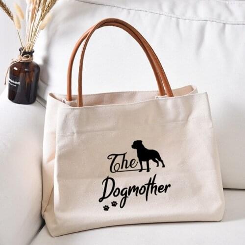 Dog Mother Printed Women Lady Beach Bag Canvas Tote Bag Handbag Work Bag Shopping Bag Gift for Dog Lovers Dropshipping