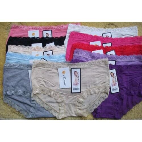 Female lace briefs woman sexy solid panties 100%bamboo fiber underwears 8pcs/lot free shpping wholesales&retails