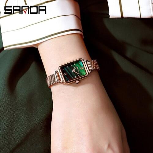 2020 NEW SANDA Women Dress Quartz Watch Luxury Casual Waterproof Steel Leather Wristband Small Dial Ladies Clock reloj mujer
