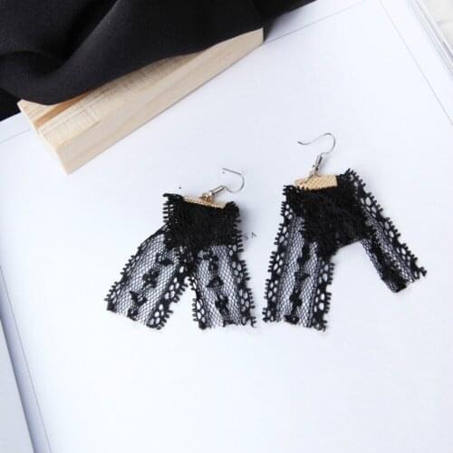 Korean version of the hollow simple lace fabric tassel earrings fashion jewelry cubic zirconia bohemian womens earrings