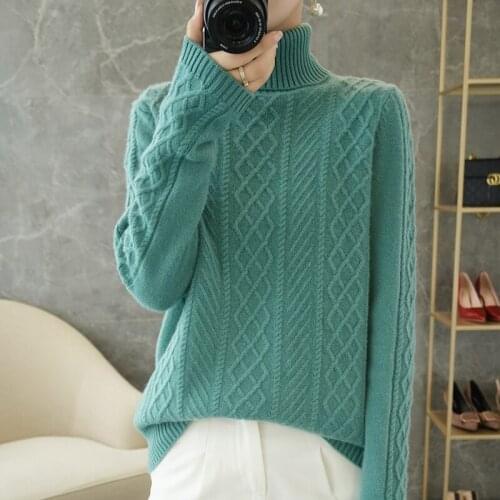 Adishree 2021 woman winter 100% Cashmere sweaters autumn knitted Pullovers High Quality Warm Female thickening Turtleneck