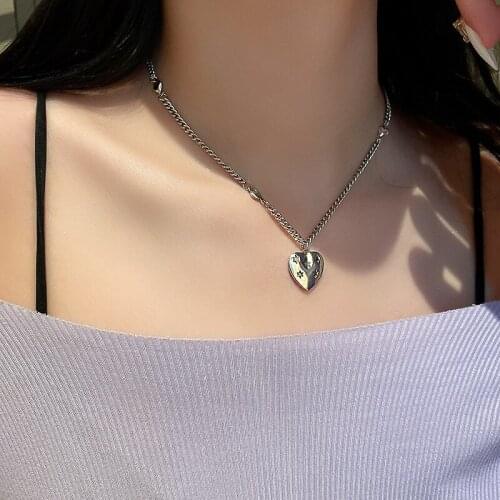 Origin Summer Trendy Irregular Love Heart Star Pendant Necklace for Women Ladies Patchwork Chain Necklace Accessories Pendientes