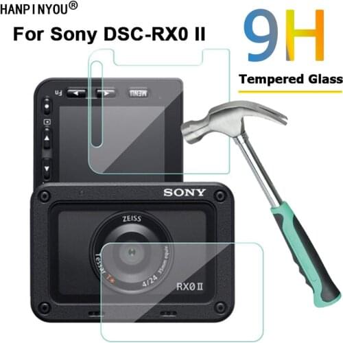 1 Set For Sony DCS-RX0 II 2 Clear Ultra Slim Camera Lens + LCD Screen 2.5D 9H Tempered Glass Protector Film Screen Guard