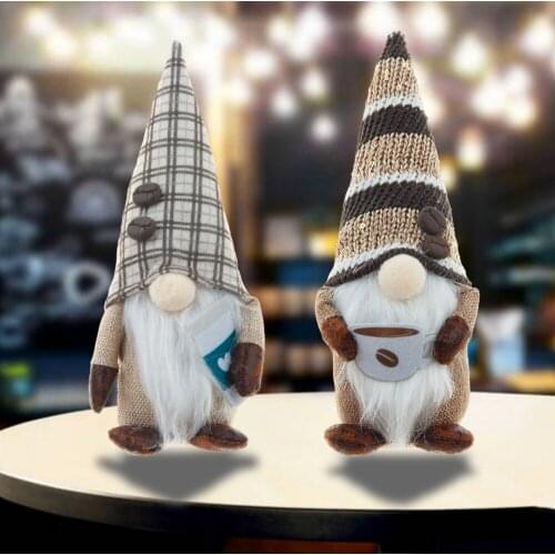 1PC Easter Halloween Coffee Rudolph Faceless Doll Little Figurine Ornament Long Hat Nordic Gnome Old Man Doll Home Room Pendant