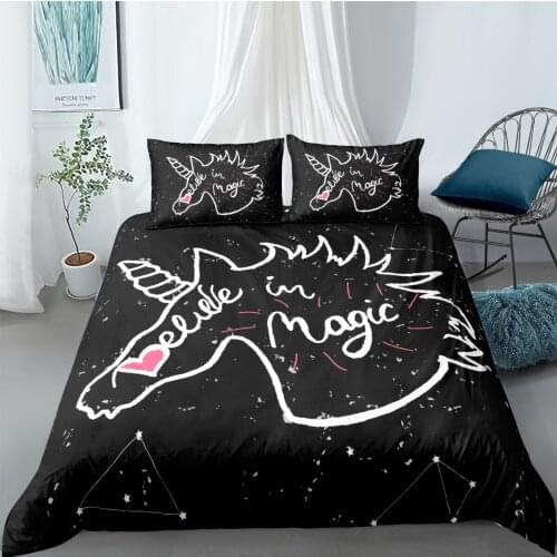 3D Duvet Cover Sets Bedding Set Quilt Comforther Covers Bed linens King Queen Full Double Size Animal Horse Black Bed Linens