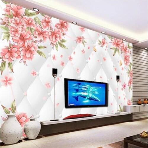 Beibehang 3d stereoscopic flower & brick murals Europe TV backdrop wallpaper living room bedroom murals papel de parede