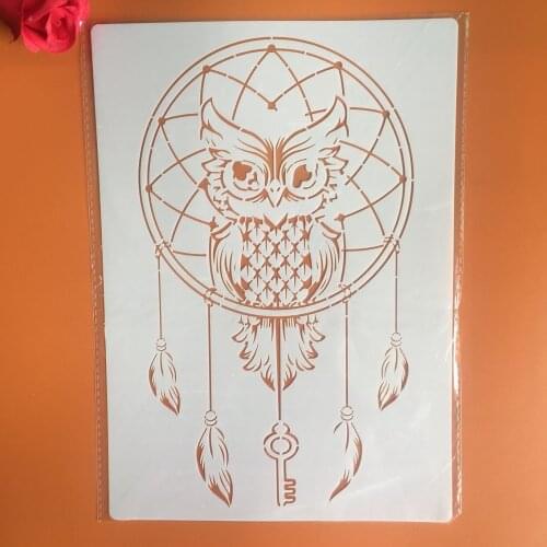A4 29 * 21cm owl Mandala DIY Stencils Wall Painting Scrapbook Coloring Embossing Album Decorative Paper Card Template