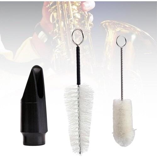 Alto Soprano Bakelite Saxophone Sax Clarinet Bakelite Mouthpiece With 2 Cleaning Brushes Durable Portable Saxophone Accessories