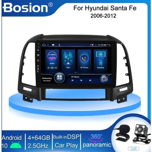 4GB RAM 64GB ROM 2din Android 10.0 Car GPS Car Radio For Hyundai Santa Fe 2 2006-2012 2 DIN Car Multimedia Player DSP Carplay