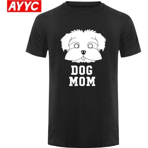 AYYC Dog Mom Maltese Mothers Day T Shirt Mens Shirts Short Sleeve Trend Clothing Men T Shirt Print Cotton Short Sleeve T Shirt