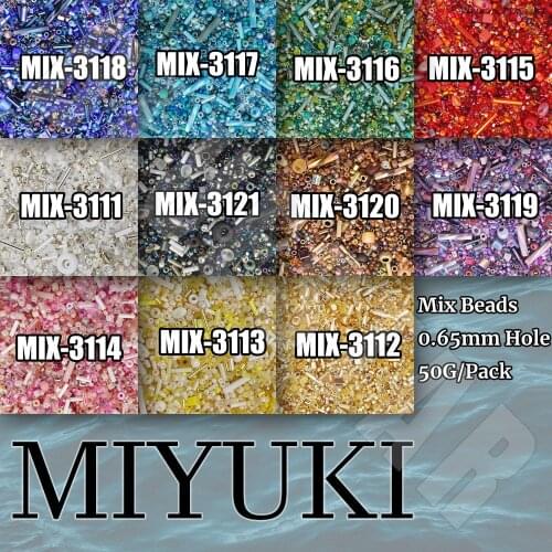 BLUESTAR 50g/pack Miyuki Seed Beads Mixed Style Glass beads Random mix color Glass Twist Bugle Tube Clothing Accessories