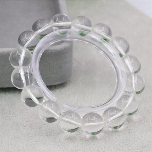 Strand Bracelets Wedding Christmas Gift Natural White Crystal Round Beads 8/10/12mm Womens Yoga Jewelry Bangle 7.5inch Y1044