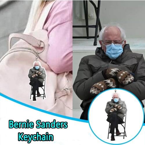 Bernie Sanders Keychain Acrylic Funny Exquisite Anime character Key Chain Inauguration Real Life Bag Ornaments 3D Keychain 1-5PC