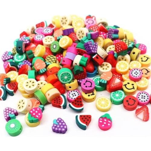 10g 10mm Fruit Shape Polymer Clay Beads Polymer Clay Spacer Loose Beads for Jewelry Making DIY Handmade Crafts Accessories