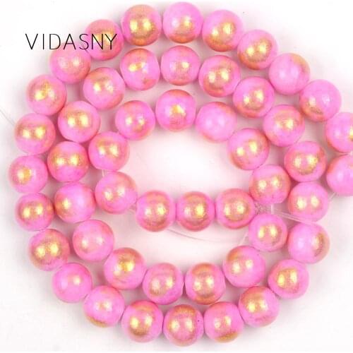 Pink Golden Silk Jades Natural Stone Beads 4/6/8/10mm Round Loose Beads For Jewelry Making Diy Bracelet Necklace Accessories 15