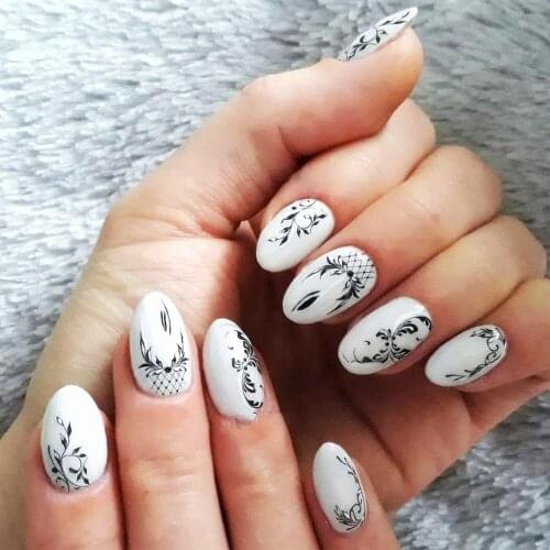 3 sheets Black Lace Nail Water Decals Line Vine Leaf Transfer Sticker Slider Decal Manicure Nail Art Decoration