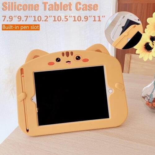 Kids Case for 10.2 inch 2019 2020 7th 8th Generation Soft Silicon Child Lovely Stand Tablet Cover for Ipad 5th 6th 9.7inch 2018