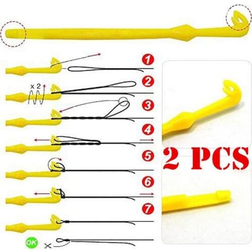 80%HOT 2Pcs Fishing Hook Loop Remover Disgorger Tool Fast Knot Tying Line Tier Kit