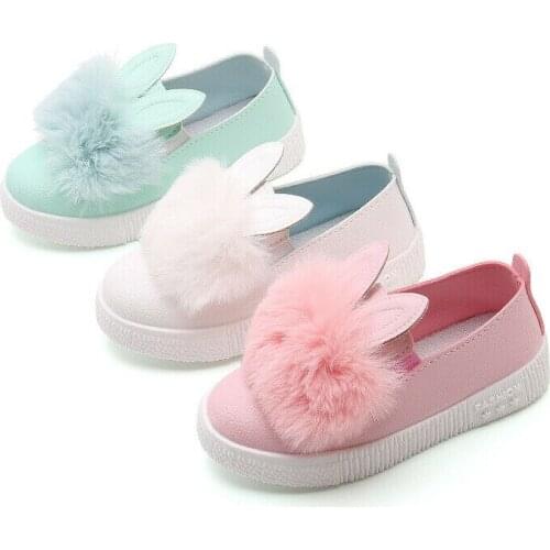 Fashion Baby Shoes Cute Animal Rabbit Pattern Plush Anti-slip Soft Sole Baby Shoes Fluffy Cartoon Infant Toddler Girl Footwear