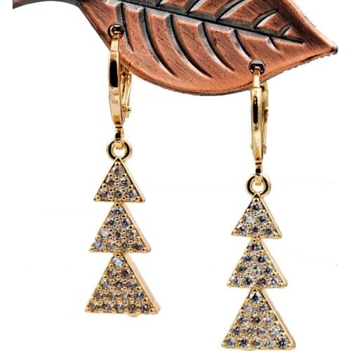 Trendy Dangle drop Earrings for Womens earrings christmas tree white stone Gold Earrings Trendy Jewelry for wedding Gift