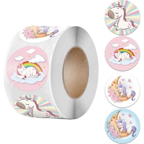 1 inch Cute Unicorn Sticker for Kids 50-500pcs Classic Toy Decor for School Teacher Encouragement Animal Reward Sticker