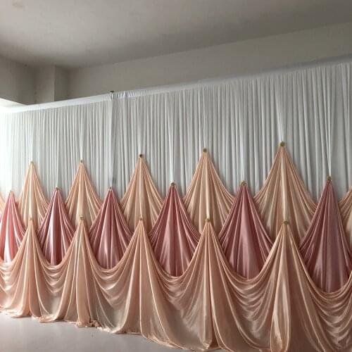 New Design 10ft L * 10ft H 2020 Peach Blush Pink Curtain Drape Backdrop With Luxury Brooch For Wedding Party Decoration