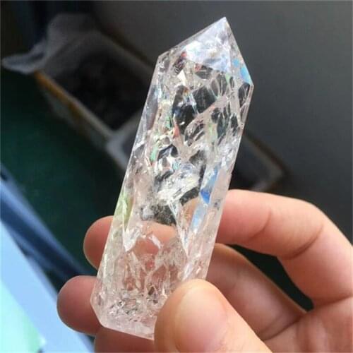 Wholesale natural high quality crack crystal point clear quartz tower wand for healing