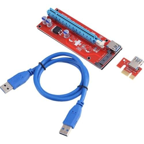 007S PCI Express Riser Card USB 3.0 Cable Power Wire Bitcoin PCI Express Riser Card 1x to 16x Computer For Bitcoin Mining