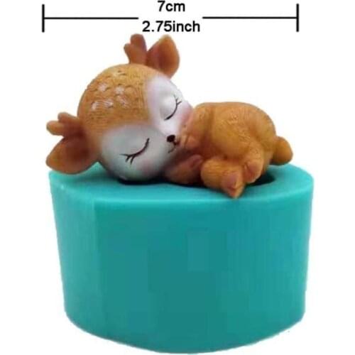 Sleeping Deer Shape Silicone Mold Cute Pet Food-grade Silicone 3D Cake Decoration Mold Kitchen Bakeware Cake Tools 4 Style