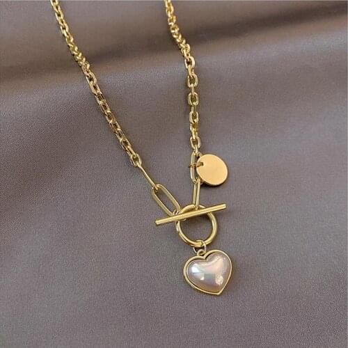 Titanium Steel Punk Imitation Pearl Choker Necklace Collar Statement Gold Color Lasso Pendant Necklace For Women Jewelry