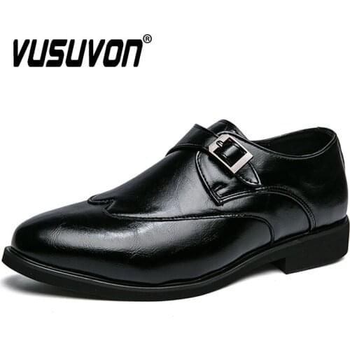 Luxury Men Loafers Classic Dress Shoes Genuine Leather Fashion Black Monk Strap Wedding Office Casual Suit Boys Big Size 38 48