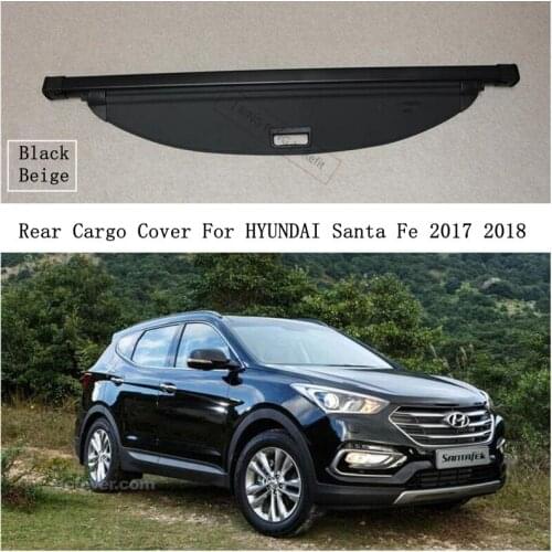 Rear Cargo Cover For HYUNDAI Santa Fe Sports 2017 2018 Privacy Trunk Screen Security Shield Shade Black Beige Auto Accessories