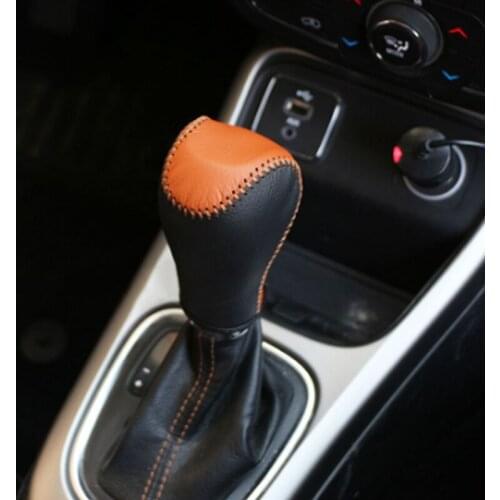 Foal Burning Leather Car Interior Shift Knob Protection Cover Gear Shift Collars for Jeep Compass 2017 2018 Renegade 2015- 2018