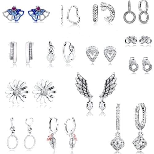 S925 Original Sterling Silver Earrings for Women Infinity Knot Asymmetrical Heart Earrings Wedding Party Jewelry brincos