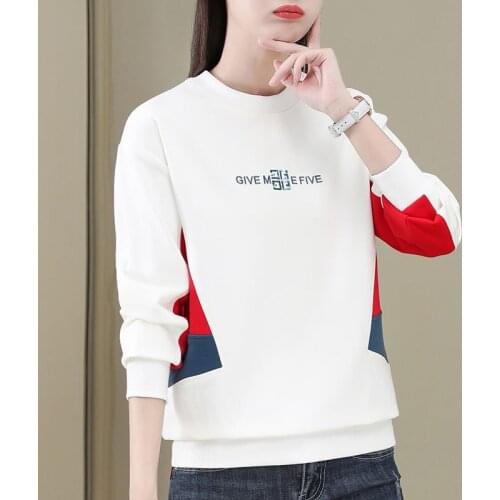 Spring Autumn Style Womens Cotton Sweater Embroidery O-Neck Long Sleeve Letter Casual Sweatshirts AA4065