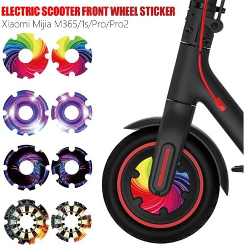 2Pcs/Set Electric Scooter Front Wheel Sticker PVC Motor Protective Cover Shell Kick Scooter Accessories for Xiaomi M365/1s/pro2