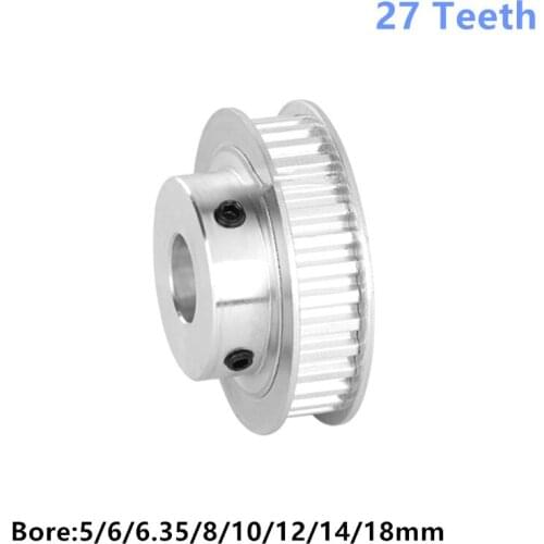 3D Printer Parts GT2 Timing Pulley 27Teeth Bore 5/6/6.35/8/10/12/14/15/16/18mm Synchronous Wheels Width 11mm Belt