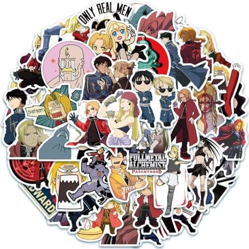 50pcs/pack Fullmetal Alchemist Japanese anime Stickers For Skateboard Helmet Gift Box Bicycle Computer Notebook Car DIY